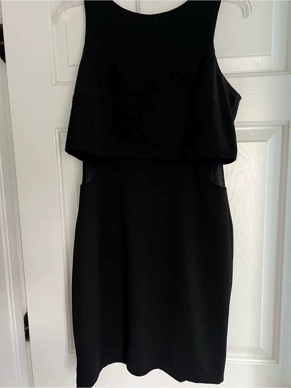Honey and Rosie Black Cape Overlay Dress Size 11 Mesh Cutout Cocktail